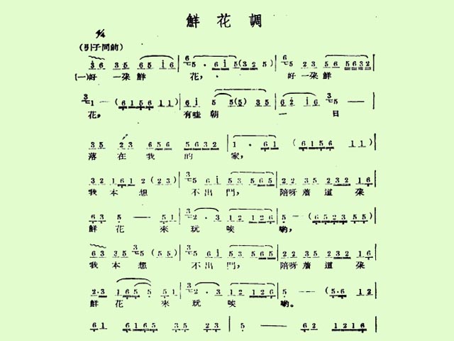 鲜花调曲谱